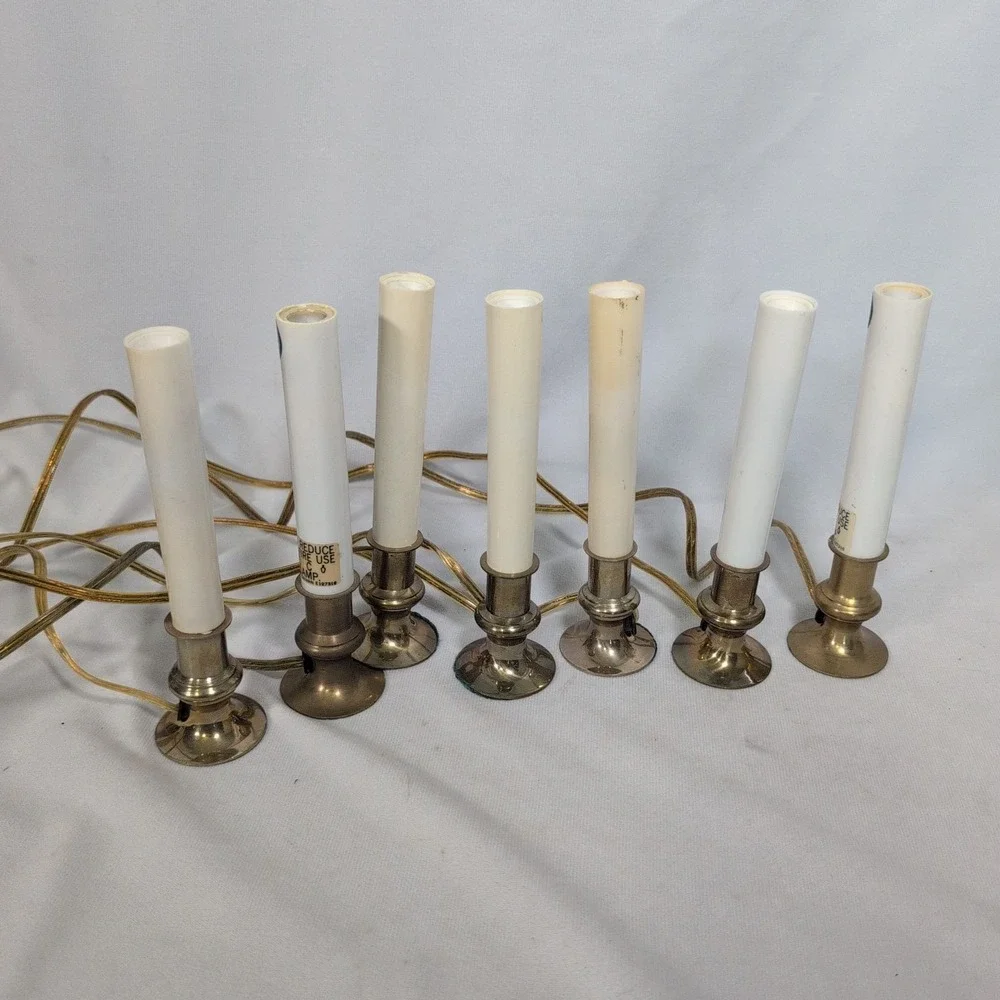 7 Electric Window Candle Lamp w/ Brass Plated Base, On/Off Switch
